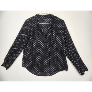 Who What Wear Women's Polka Dot Black/White Elegant Preppy Blouse Size XS